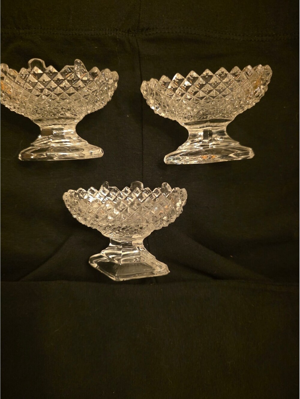 Set of 3 Vintage Clear Glass westmoreland salt sellers